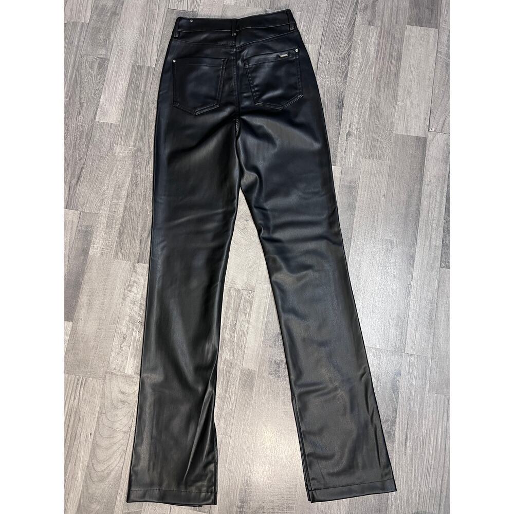 ZARA Faux Leather Pants Women XS 2 Black Straight Leg High Rise Minimal Chic Y2K